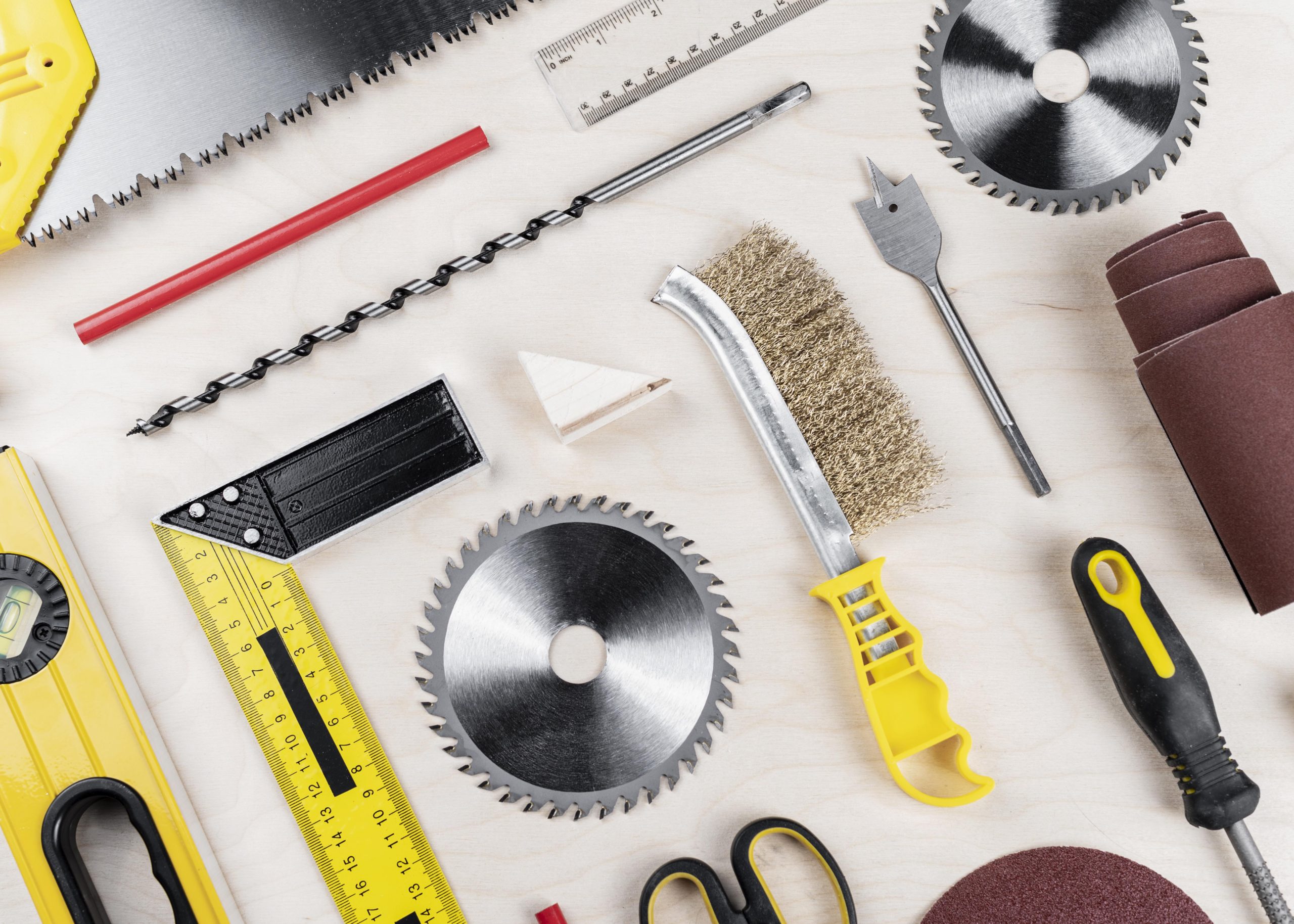 top-view-wood-tools-desk