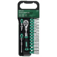 Nasadki i grzechotka na hangerze 15 elementów 1/4” STALCO S-54003