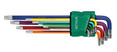 Klucze Torx extra długie z otworem, kolor T10,15,20,25,27,30,40,45,50 S2 STALCO S-46386
