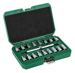 Klucze do korków spustu oleju 3/8? 18elem. STALCO S011133001