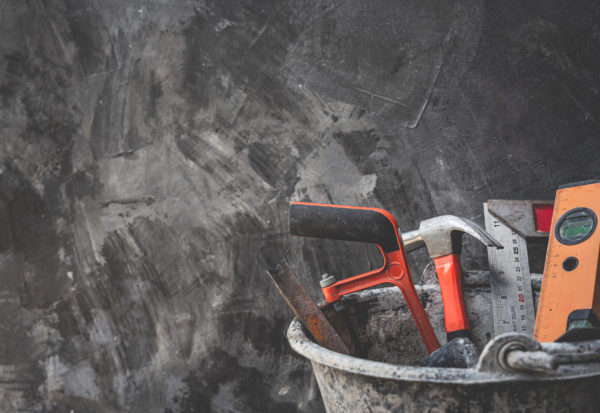 Construction tools placed on wooden floors. Construction tools placed on wooden floors.